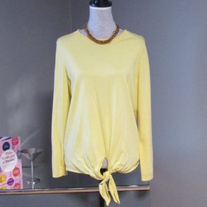NWT Talbots Petites Yellow Tie Front Knit Top LP